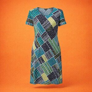 Sami & Jo Dress Geometric Abstract Midi Sz L Fairy Grunge Swiss Dot artsy BOHO